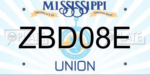 ZBD08E Mississippi License Plate