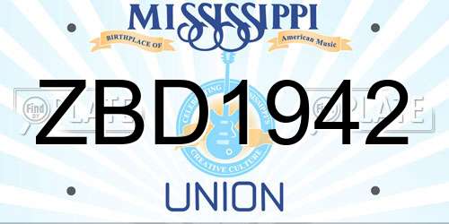 ZBD1942 Mississippi License Plate