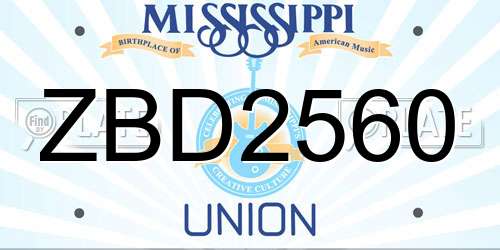 ZBD2560 Mississippi License Plate