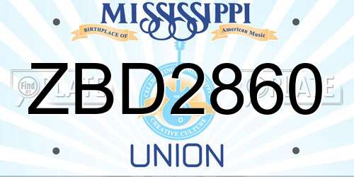 ZBD2860 Mississippi License Plate