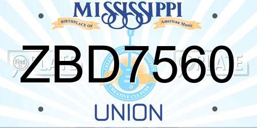 ZBD7560 Mississippi License Plate
