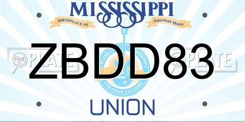 ZBDD83 Mississippi License Plate