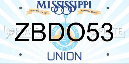 ZBDO53 Mississippi License Plate