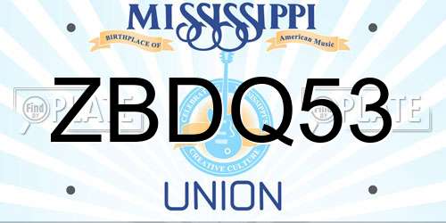 ZBDQ53 Mississippi License Plate