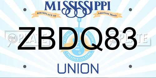 ZBDQ83 Mississippi License Plate