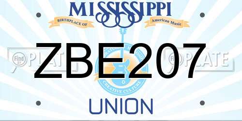 ZBE207 Mississippi License Plate