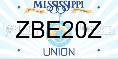 ZBE20Z Mississippi License Plate