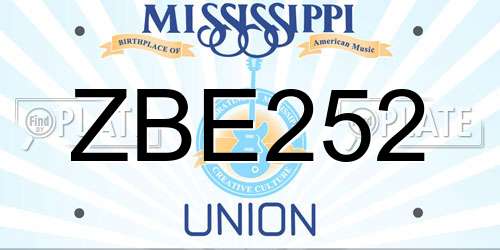 ZBE252 Mississippi License Plate