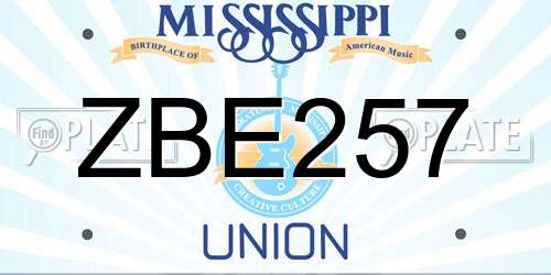 ZBE257 Mississippi License Plate