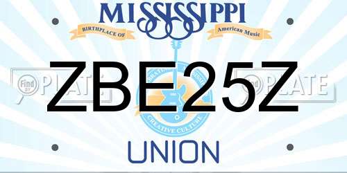 ZBE25Z Mississippi License Plate