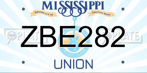 ZBE282 Mississippi License Plate