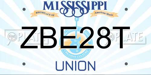 ZBE28T Mississippi License Plate
