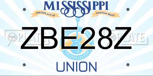 ZBE28Z Mississippi License Plate