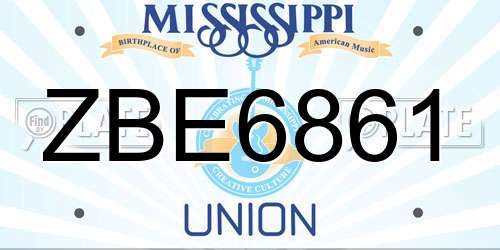 ZBE6861 Mississippi License Plate