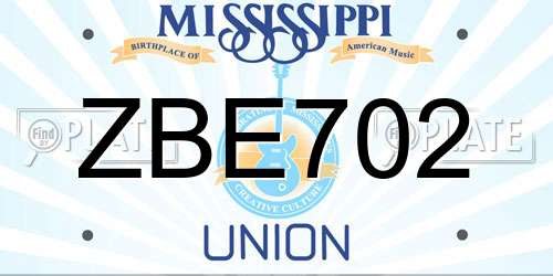 ZBE702 Mississippi License Plate