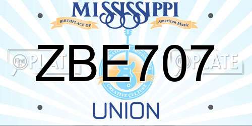ZBE707 Mississippi License Plate