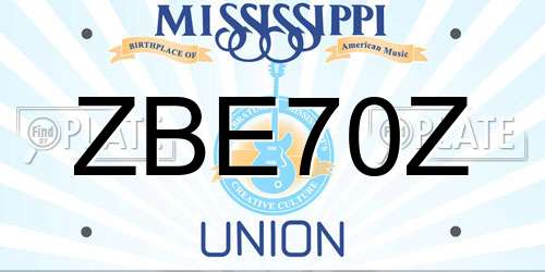 ZBE70Z Mississippi License Plate