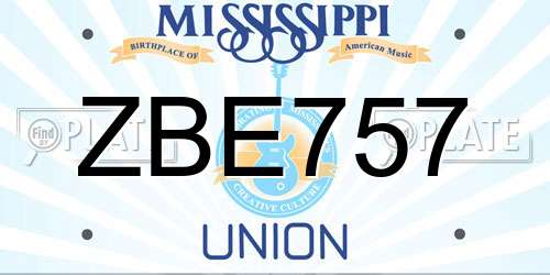 ZBE757 Mississippi License Plate