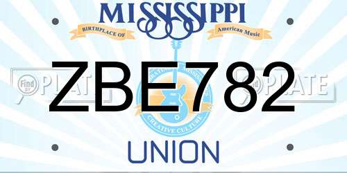 ZBE782 Mississippi License Plate