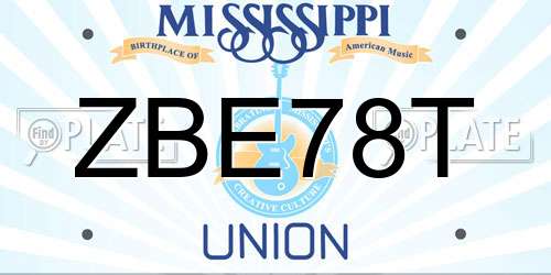 ZBE78T Mississippi License Plate