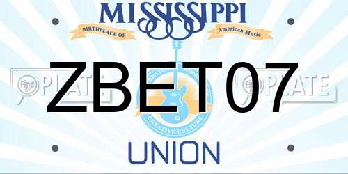 ZBET07 Mississippi License Plate