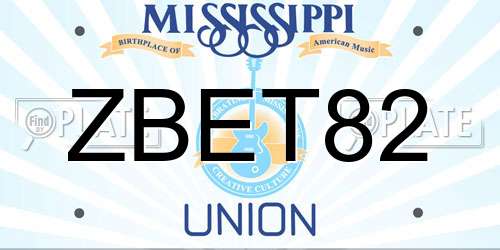 ZBET82 Mississippi License Plate