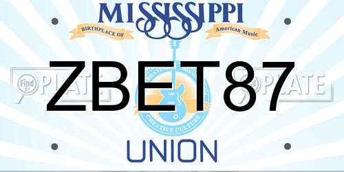 ZBET87 Mississippi License Plate