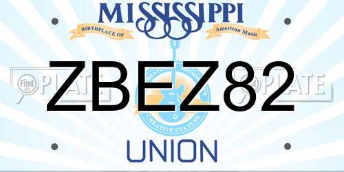 ZBEZ82 Mississippi License Plate
