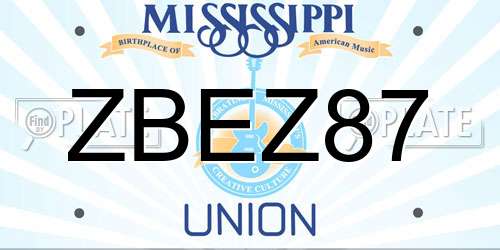 ZBEZ87 Mississippi License Plate