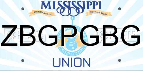 ZBGPGBG Mississippi License Plate