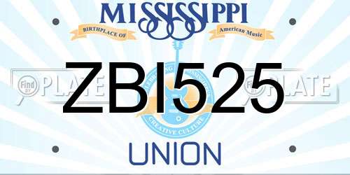 ZBI525 Mississippi License Plate