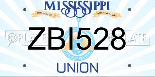 ZBI528 Mississippi License Plate