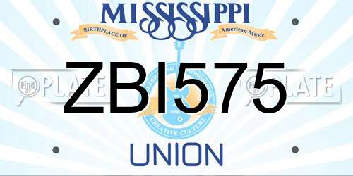 ZBI575 Mississippi License Plate
