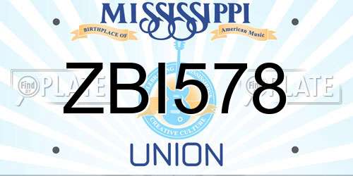 ZBI578 Mississippi License Plate