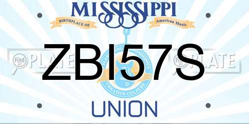 ZBI57S Mississippi License Plate