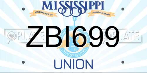 ZBI699 Mississippi License Plate