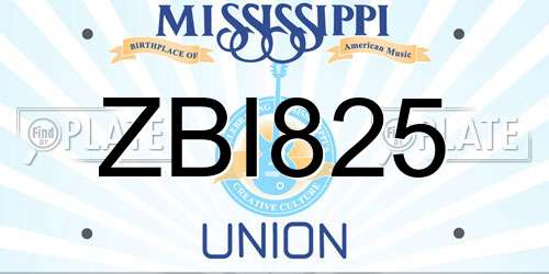 ZBI825 Mississippi License Plate