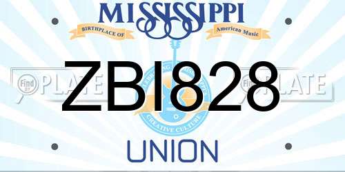 ZBI828 Mississippi License Plate