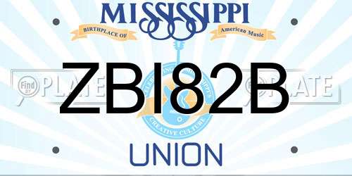 ZBI82B Mississippi License Plate