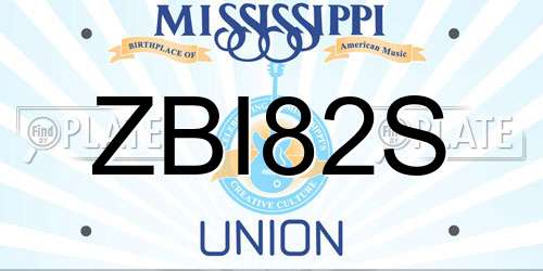 ZBI82S Mississippi License Plate