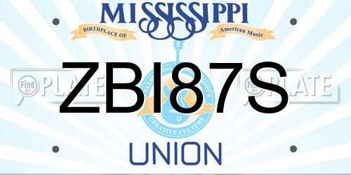ZBI87S Mississippi License Plate