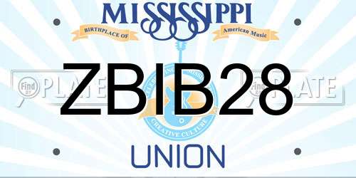 ZBIB28 Mississippi License Plate