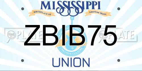 ZBIB75 Mississippi License Plate