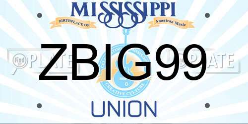 ZBIG99 Mississippi License Plate