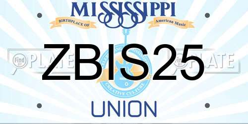 ZBIS25 Mississippi License Plate