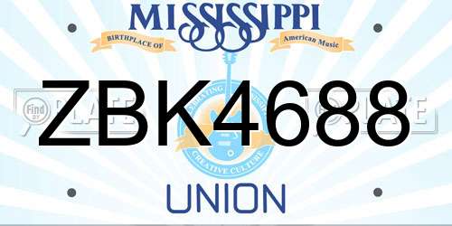 ZBK4688 Mississippi License Plate