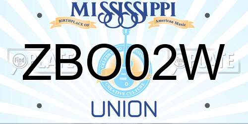 ZBO02W Mississippi License Plate