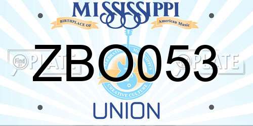 ZBO053 Mississippi License Plate