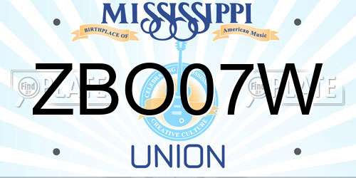 ZBO07W Mississippi License Plate