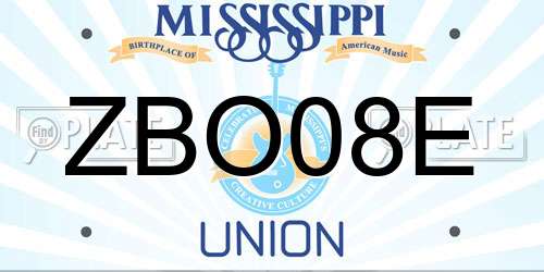 ZBO08E Mississippi License Plate